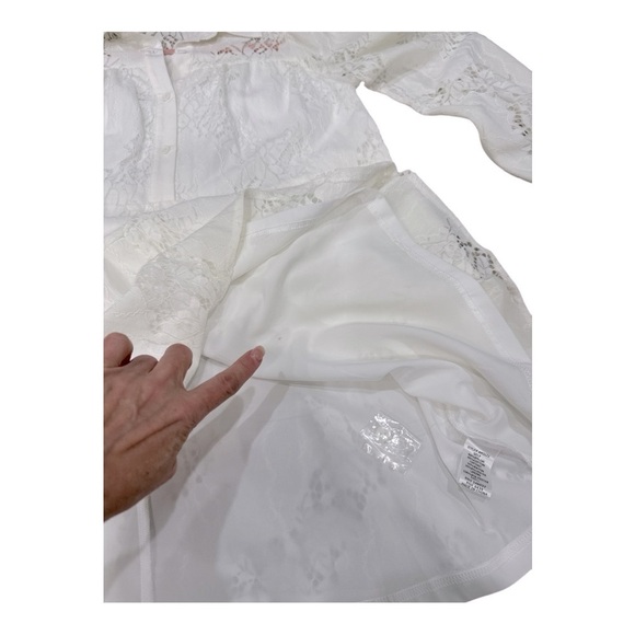 Aeom Womens A Line Dress White Short Lace Collar Boho style size S - Picture 11 of 14
